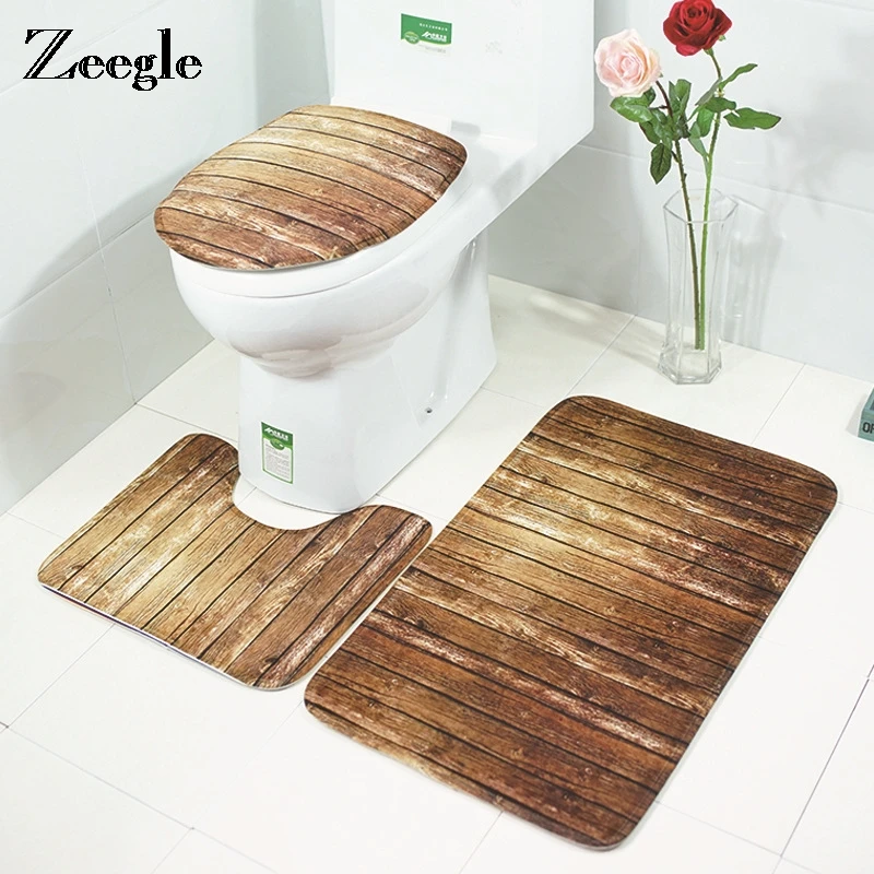 Zeegle 3Pcs Bath Mat Absorbent Toilet Seat Cover Bathroom Rug Non-slip Foot Pad Wood Printed Carpet
Zeegle 3Pcs Bath Mat Absorbent Toilet Seat Cover Bathroom Rug Non-slip Foot Pad Wood Printed Carpet
