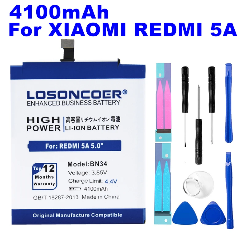 LOSONCOER BN34 4100mAh For Xiaomi Redmi 5A 5.0" 5.0 Inch High Capacity Phone Battery~In Stock
LOSONCOER BN34 4100mAh For Xiaomi Redmi 5A 5.0" 5.0 Inch High Capacity Phone Battery~In Stock