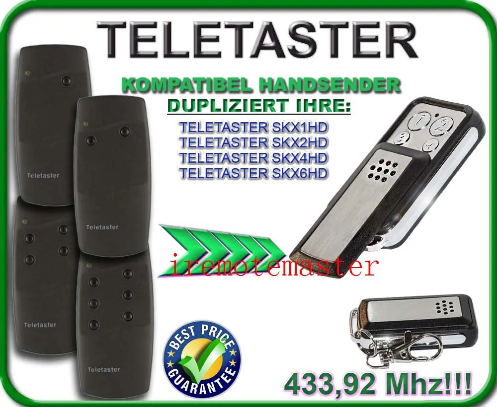 Teletaster replacement remote SKX1HD, SKX2HD, SKX4HD, SKX6HD 433,92MHZ Duplicator