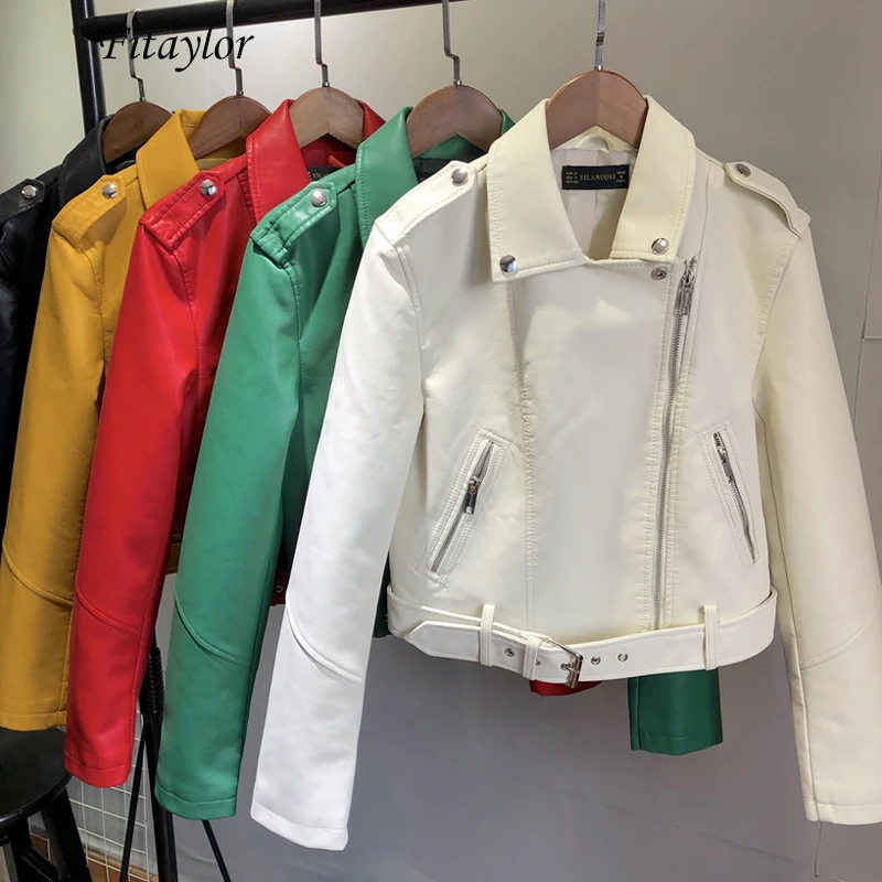 Fitaylor Spring Women Faux Soft Leather Jacket Short Coat Pu Motorcycle Zipper Punk Leather Jacket Black White Green Outerwear
Fitaylor Spring Women Faux Soft Leather Jacket Short Coat Pu Motorcycle Zipper Punk Leather Jacket Black White Green Outerwear