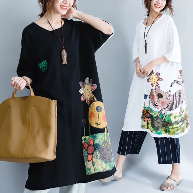 BIG SIZE 4XL Summer Women Fashion Kawaii Cat Print Tops Tee Lady Female Plus Large Loose Short Sleeve Long Cotton T shirt Femme
BIG SIZE 4XL Summer Women Fashion Kawaii Cat Print Tops Tee Lady Female Plus Large Loose Short Sleeve Long Cotton T shirt Femme