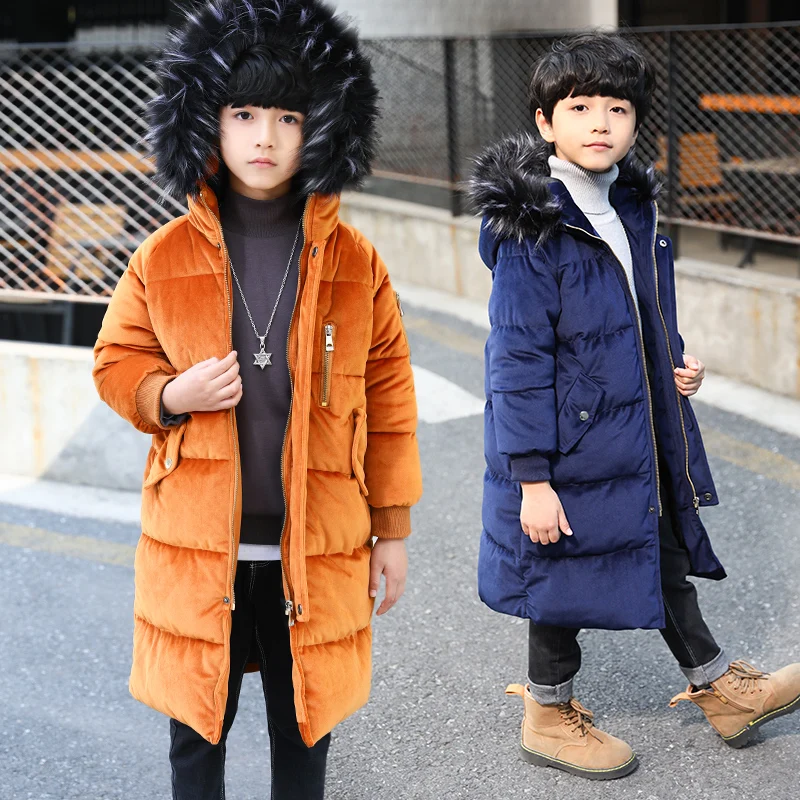 FYH Kids Clothes Winter Boys Fur Hooded Long Parkas Kids Boys Down Coat Solid Color Children Warm Thicken Cotton Padded Jackets
FYH Kids Clothes Winter Boys Fur Hooded Long Parkas Kids Boys Down Coat Solid Color Children Warm Thicken Cotton Padded Jackets