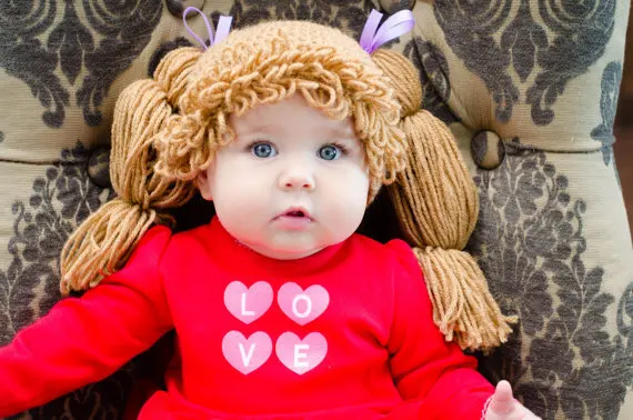 new Girl Wig Hat Crochet Baby Girls Wigs Cabbage Patch HatB Newborn Beanie caps Photographic prop - Shallow brown | Детская одежда и