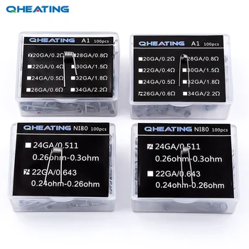Qheating 100 pcs electronic cigarette rda atomizer wick wire coil premade coil A1 NI80 Pre Coiled resistance heating wire coil
Qheating 100 pcs electronic cigarette rda atomizer wick wire coil premade coil A1 NI80 Pre Coiled resistance heating wire coil