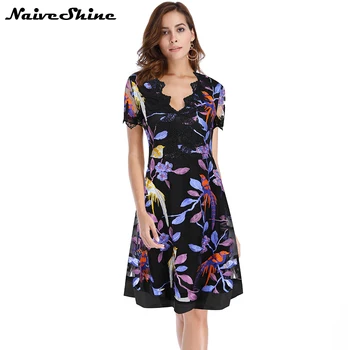 Naive Shine Women's Elegant Floral Bird Embroidery Summer Vintage Dress Short Sleeve V neck A-Line Mesh Midi Party Dresses
Naive Shine Women's Elegant Floral Bird Embroidery Summer Vintage Dress Short Sleeve V neck A-Line Mesh Midi Party Dresses
