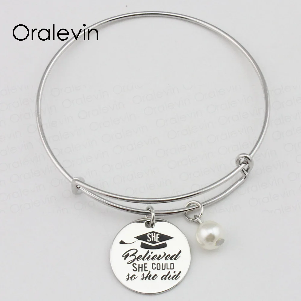 SHE BELIEVED SHE COULD SO SHE DID Inspirational Hand Stamped Pendant Bracelet Jewelry Gift For Graduation, #LN2362B
SHE BELIEVED SHE COULD SO SHE DID Inspirational Hand Stamped Pendant Bracelet Jewelry Gift For Graduation, #LN2362B