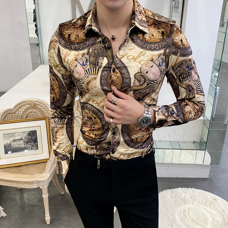 Winter Shirts Mens Velvet Luxury Shirts Mens Gold Printed Camisas Hombre Slim Fit Royal Baroque Mens Clothing Club Party Dress
Winter Shirts Mens Velvet Luxury Shirts Mens Gold Printed Camisas Hombre Slim Fit Royal Baroque Mens Clothing Club Party Dress