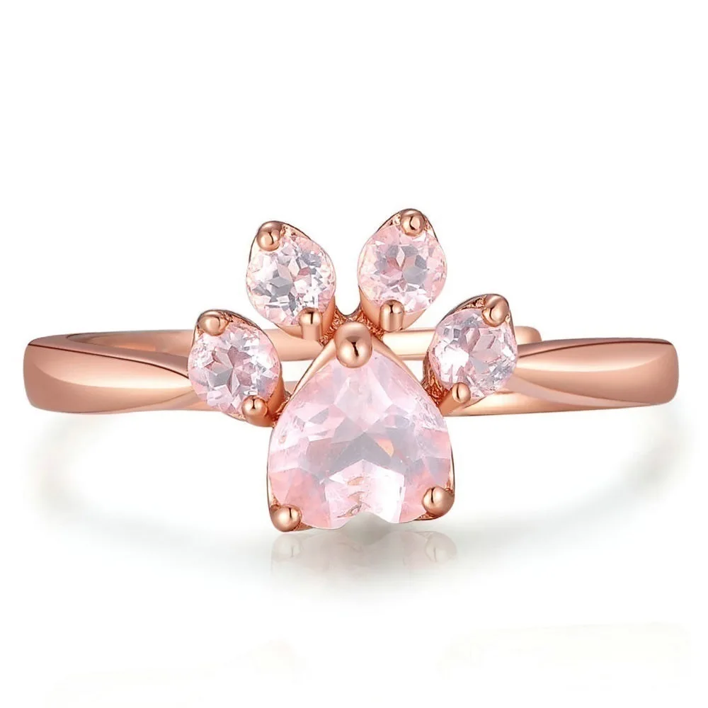 New Cute Pink Heart Pet Paws Rings for Women Rose Gold Filled Opening Ring AAA Zircon Animal Claws Jewelry
New Cute Pink Heart Pet Paws Rings for Women Rose Gold Filled Opening Ring AAA Zircon Animal Claws Jewelry