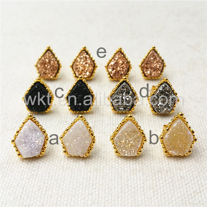 WT-E289 5pairs/lot New design gold druzy at gate Earrings for women,24k gold strim high quality color stone earrings wholesale
WT-E289 5pairs/lot New design gold druzy at gate Earrings for women,24k gold strim high quality color stone earrings wholesale