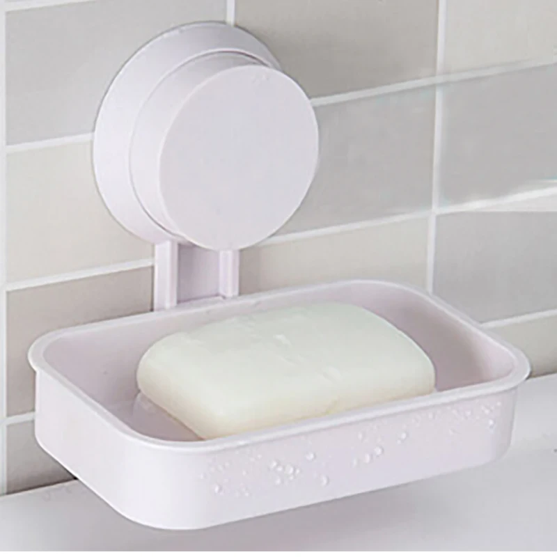 1PCS Soap Dish Strong Suction Cup Wall Tray Holder Storage Box Bathroom Shower Tool 4 Colors