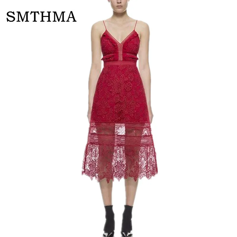 SMTHMA 2019 Spring women Runway self portait Dress Sexy V neck flower Red lace dress
SMTHMA 2019 Spring women Runway self portait Dress Sexy V neck flower Red lace dress