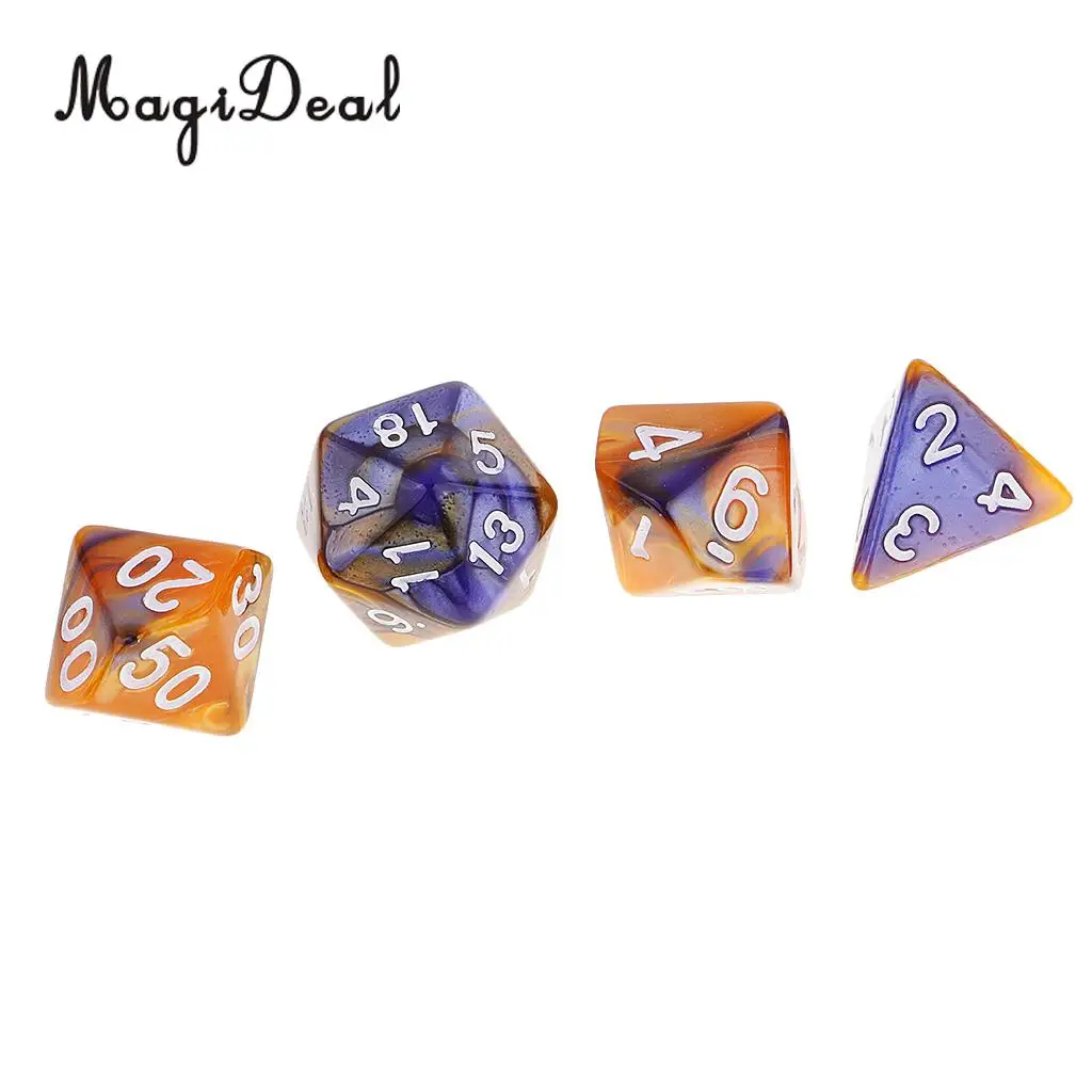 MagiDeal 42Pcs/Lot Double Colors Acrylic Polyhedral Dice 16mm for Dungeons Dragons DND MTG RPG Table Party Game Pub Bar Toys