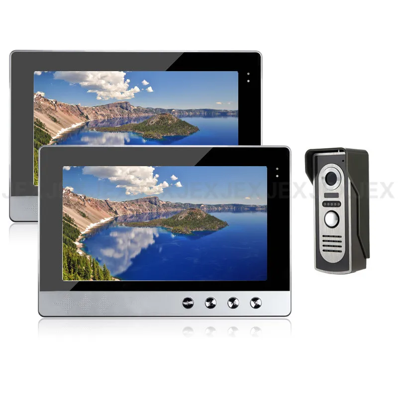 JEX 10 inch color LCD screen video door phone doorbell speaker intercom system kit 2 monitor + IR COMS Camera Easy install 1V2
JEX 10 inch color LCD screen video door phone doorbell speaker intercom system kit 2 monitor + IR COMS Camera Easy install 1V2