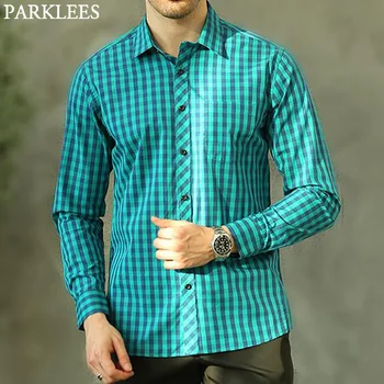 England Style Plaid Print Shirt 2019 Stylish Long Sleeve Male Green Check Button Up Shirts Plus Size Camisa Social Masculina 4XL
England Style Plaid Print Shirt 2019 Stylish Long Sleeve Male Green Check Button Up Shirts Plus Size Camisa Social Masculina 4XL