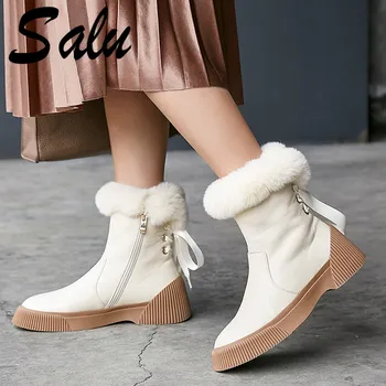 Salu New Women High Quality Cow Leather Ankle Boots Platform Heels Autumn Winter Keep Warm Snow Boots Black Shoes Woman
Salu New Women High Quality Cow Leather Ankle Boots Platform Heels Autumn Winter Keep Warm Snow Boots Black Shoes Woman