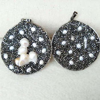 5Pcs round shell pendant handcrafted paved pearl and rhinestone charm Gems jewelry DIY Necklace jewelry findings PD755
5Pcs round shell pendant handcrafted paved pearl and rhinestone charm Gems jewelry DIY Necklace jewelry findings PD755