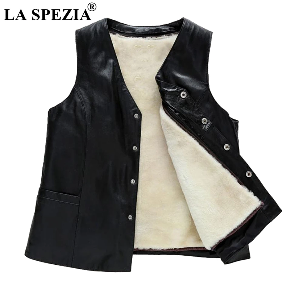 LA SPEZIA Winter Vest Women Genuine Leather Warm Waistcoat Ladies Wool Detachable Biker Real Leather Black Sleeveless Jackets
LA SPEZIA Winter Vest Women Genuine Leather Warm Waistcoat Ladies Wool Detachable Biker Real Leather Black Sleeveless Jackets