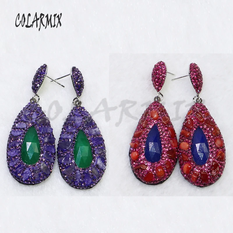4 Pairs Natural stone earrings pave Tiny stone earrings jewelry stone earrings fashion earrings gift for lady 7036
4 Pairs Natural stone earrings pave Tiny stone earrings jewelry stone earrings fashion earrings gift for lady 7036