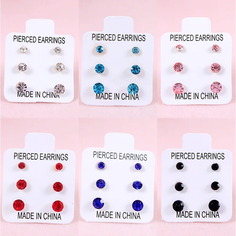 6 Fashion Colors Shiny Crystal Anti-allergic Plastic Stud 3 Sizes per set Women Stud Earrings
6 Fashion Colors Shiny Crystal Anti-allergic Plastic Stud 3 Sizes per set Women Stud Earrings