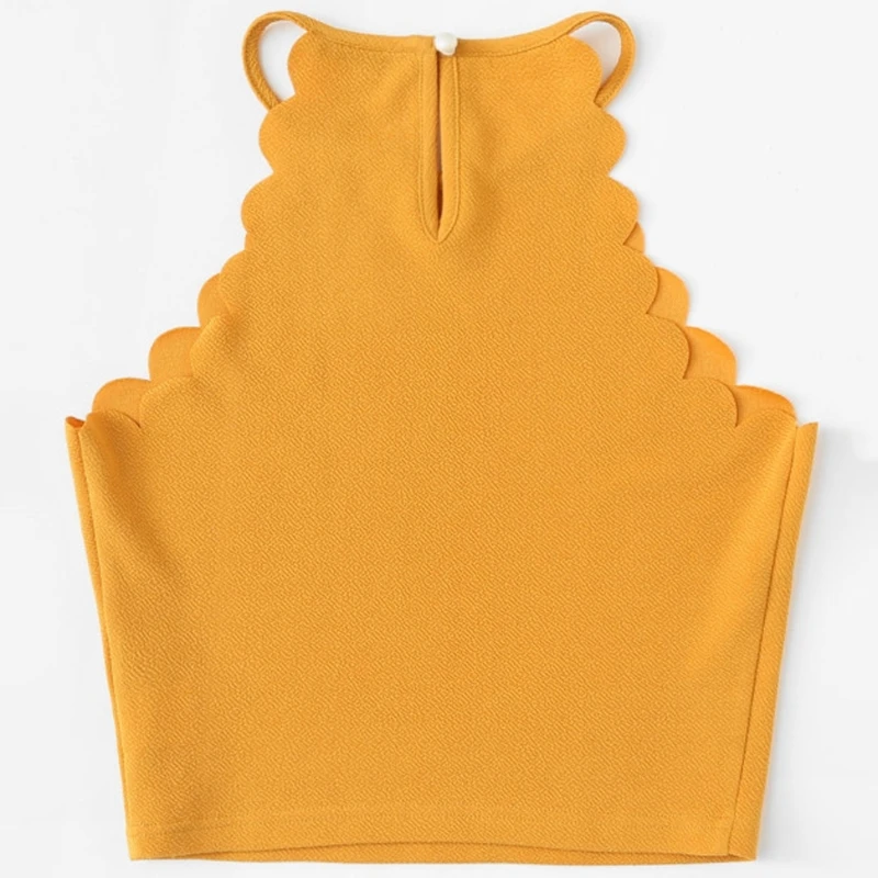 Women's Scallop Trim Sleeveless Halter Neck Crop Tank Tops Vest Solid Color Cami
Women's Scallop Trim Sleeveless Halter Neck Crop Tank Tops Vest Solid Color Cami