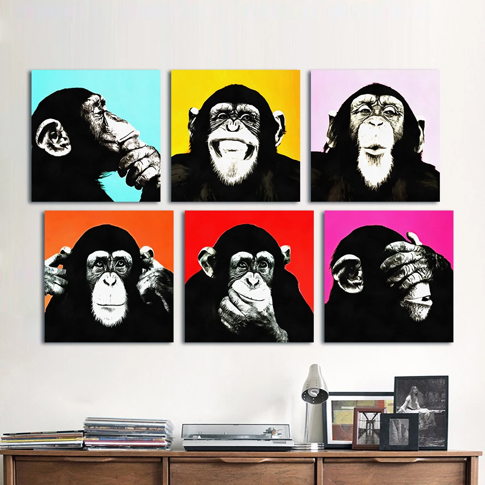 HDARTISAN Wall Painting Animal Canvas Art Chimps Pop Art Wall Pictures For Living Room Home Decor Prints No Frame
HDARTISAN Wall Painting Animal Canvas Art Chimps Pop Art Wall Pictures For Living Room Home Decor Prints No Frame