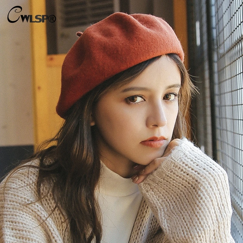 CWLSP Autumn Winter Solid Beret Women Cashmere Hat For The Girl Vintage Wool Headwear Artist Beanie Hat bone feminino QL4129
CWLSP Autumn Winter Solid Beret Women Cashmere Hat For The Girl Vintage Wool Headwear Artist Beanie Hat bone feminino QL4129