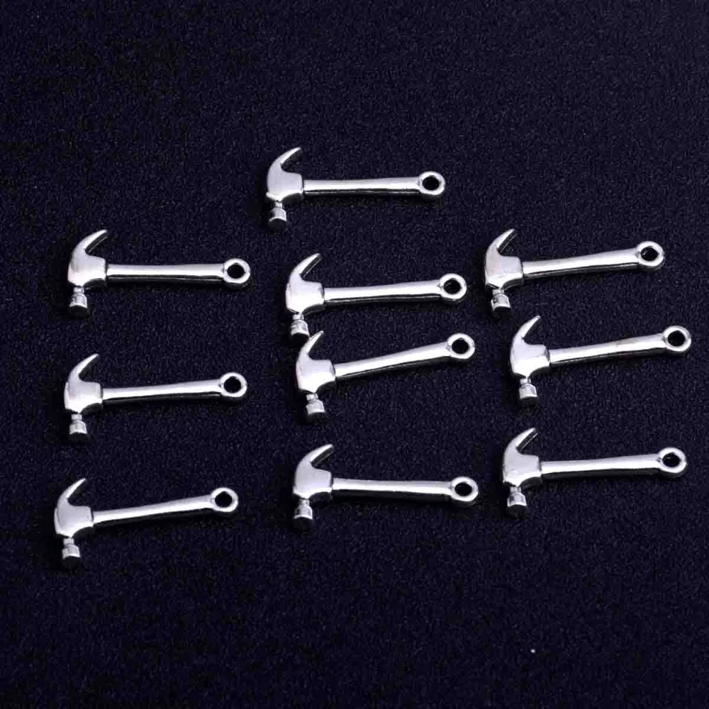 10 Pcs Tool Charms Collection Hammer Construction Drill Pendants Antique Necklace Bracelet Jewelry Making For Diy Craft | Украшения и