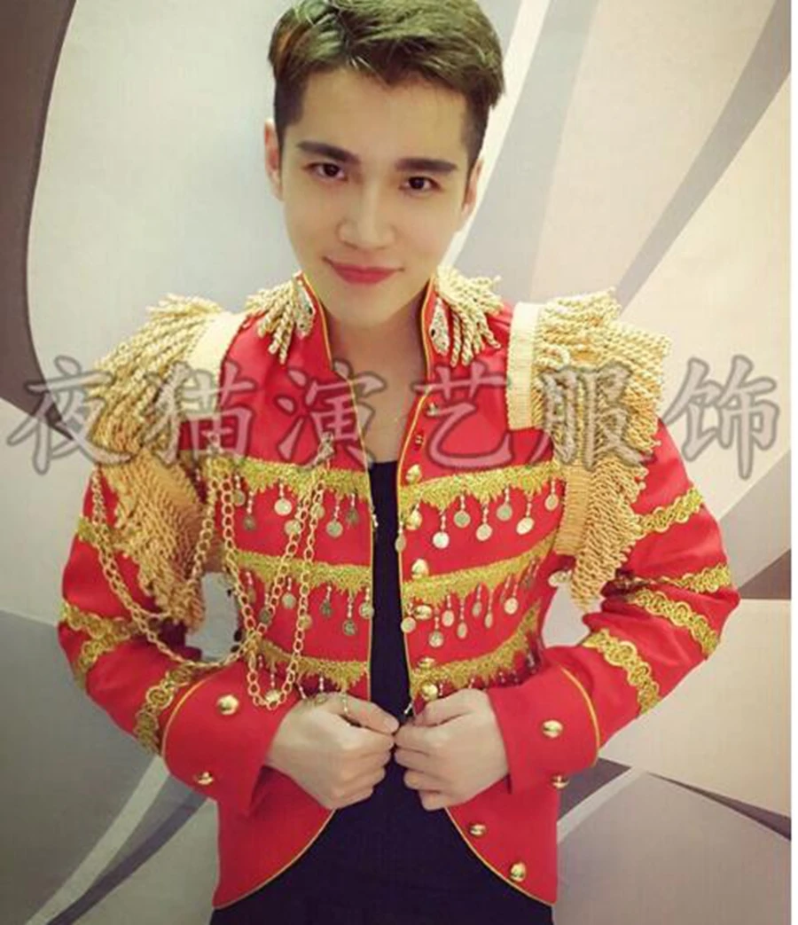 Man han edition of the new fashion boutique personality anchor bar singer stage costumes dance suit jacket / XS-3XL | Тематическая