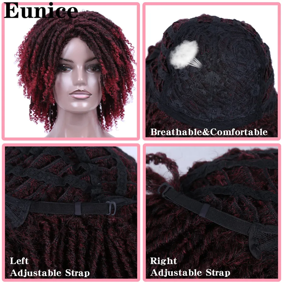 Короткие синтетические парики для женщин Eunice 14 ''мягкие дреды волосы парик Ombre