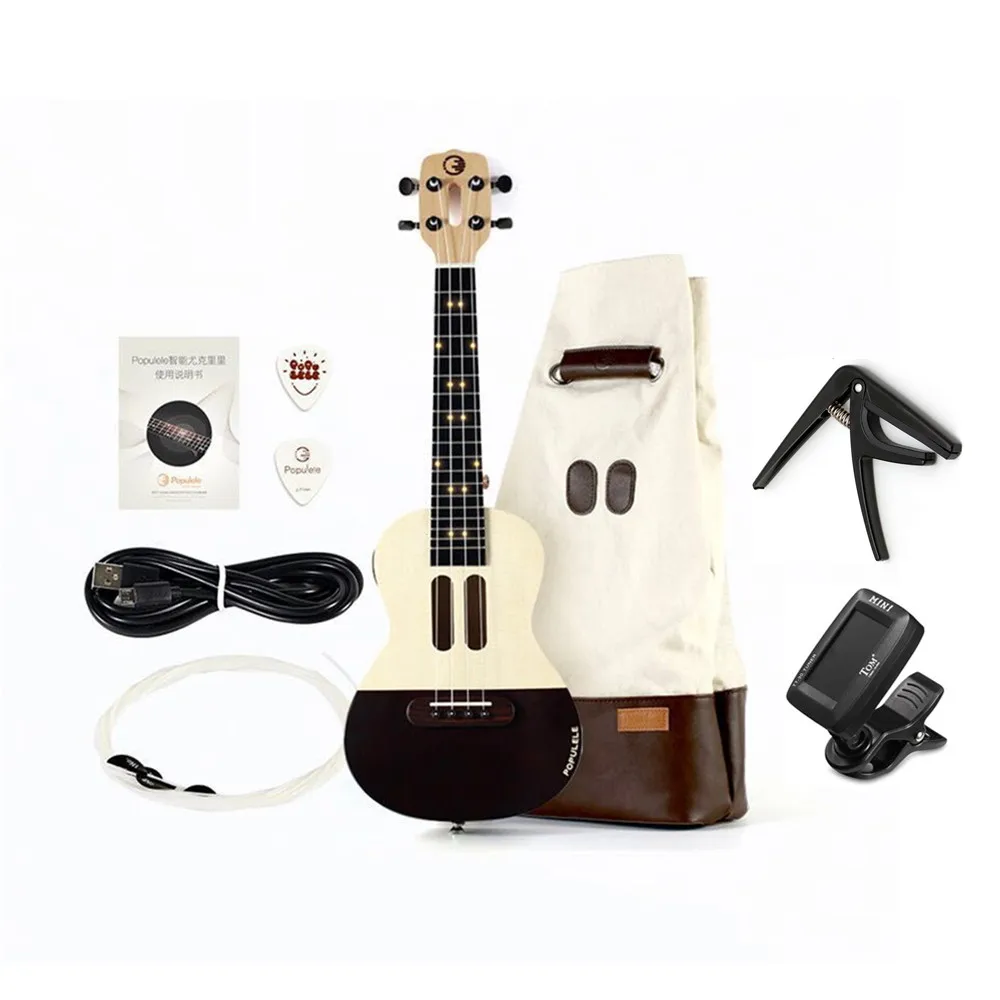 Populele Ukulele 23" APP LED Bluetooth Micro USB Smart Ukulele Spruce+Maple Nylon Strings Music Instruments For Beginners
Populele Ukulele 23" APP LED Bluetooth Micro USB Smart Ukulele Spruce+Maple Nylon Strings Music Instruments For Beginners