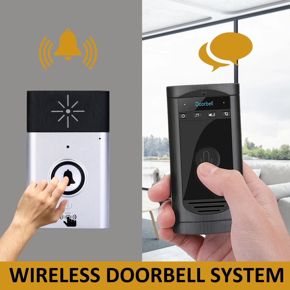H6S Wireless Smart Voice Intercom Doorbell Two-way Interphone 200m Distance LED Indicator