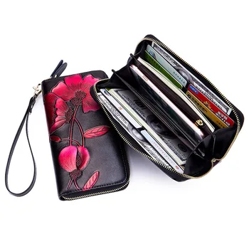 Leather Women Zipper Wrist RFID Long Wallets Lady Fashion Handwork Painted Flower Womens Wallets and Purse Moda Mujer 2019
Leather Women Zipper Wrist RFID Long Wallets Lady Fashion Handwork Painted Flower Womens Wallets and Purse Moda Mujer 2019