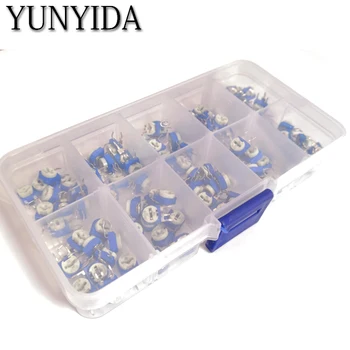 100PCS/LOT 10 Values *10PCS RM063 Vertical Adjustable Resistor Kit In Box 500 ohm-1M ohm Multiturn Trimmer Potentiometer Set
100PCS/LOT 10 Values *10PCS RM063 Vertical Adjustable Resistor Kit In Box 500 ohm-1M ohm Multiturn Trimmer Potentiometer Set