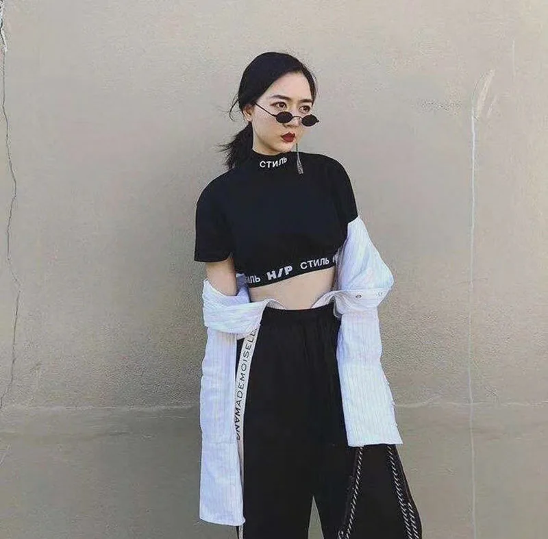 Heron Preston T Shirts Summer Embroidery Black Heron Preston T Shirt Slim High Collar Leak Navel Sexy HP Individuality T Shirt
Heron Preston T Shirts Summer Embroidery Black Heron Preston T Shirt Slim High Collar Leak Navel Sexy HP Individuality T Shirt