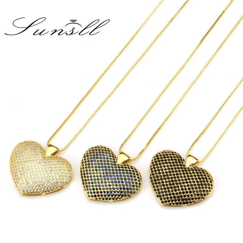 SUNSLL Gold Color Copper Blue Color Cubic Zirconia Heart Pendant Necklaces Women's Fashion Jewelry CZ Colar Feminina 
SUNSLL Gold Color Copper Blue Color Cubic Zirconia Heart Pendant Necklaces Women's Fashion Jewelry CZ Colar Feminina
