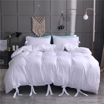 Washed Fabric Pure Color Bedding Set White Black Duvet Cover Sets with Ties Soft Quilt Cover Bed Linen
Washed Fabric Pure Color Bedding Set White Black Duvet Cover Sets with Ties Soft Quilt Cover Bed Linen