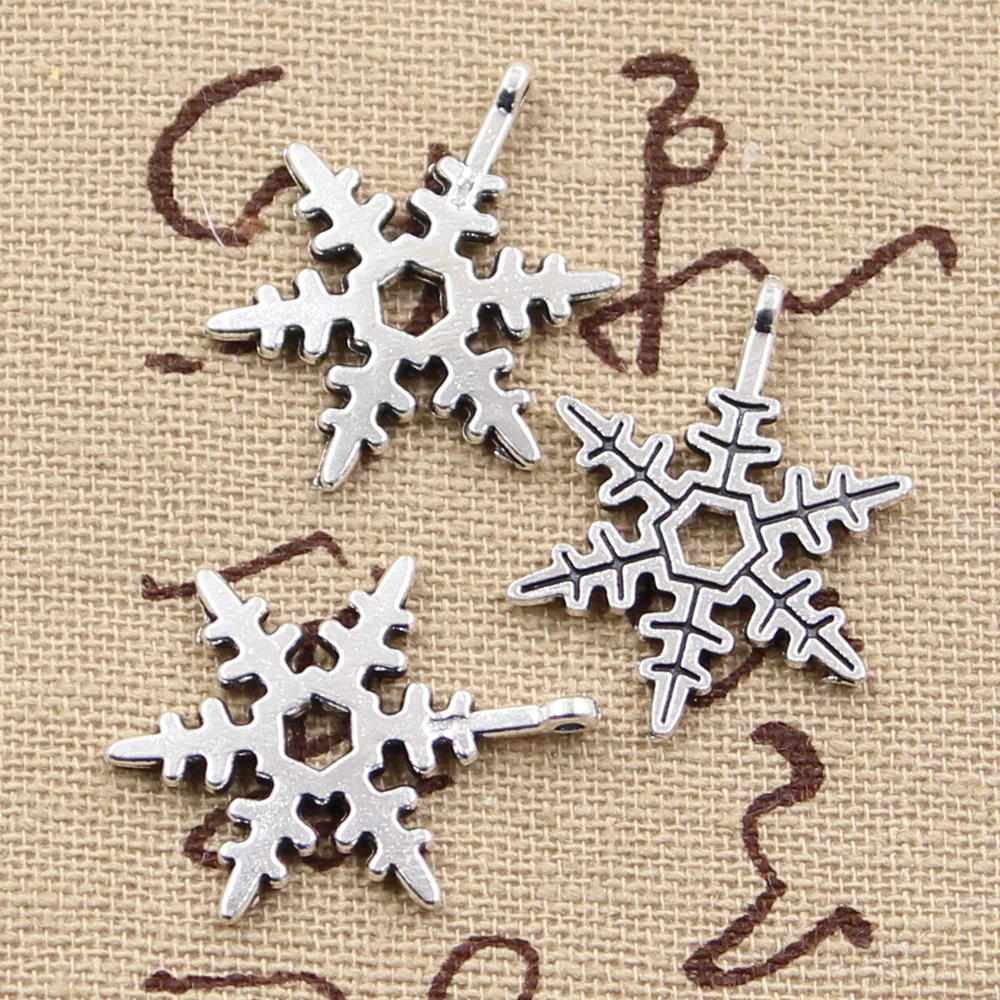 

8pcs Charms snowflake snow 23x17mm Antique Silver Plated Pendants Making DIY Handmade Tibetan Silver Finding Jewelry