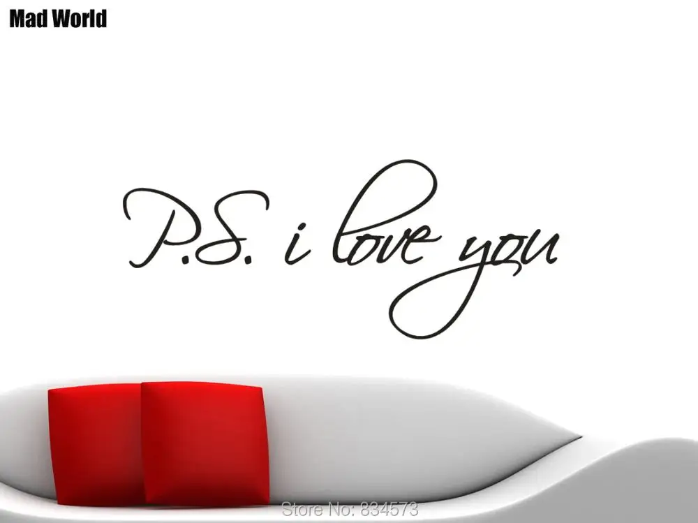PS i LOVE YOU Inspirational Quote Bedroom 56 135w 47 113w 37 89w 3