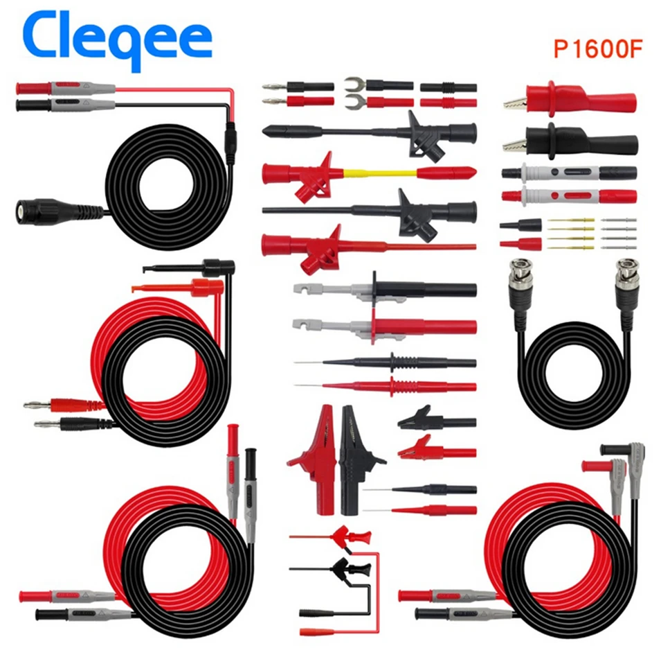 Cleqee P1600C/D/E/F 18 in 1 Pluggable Multimeter probe test leads kit automotive probe set IC Test hook Fluke BNC-Test cable
Cleqee P1600C/D/E/F 18 in 1 Pluggable Multimeter probe test leads kit automotive probe set IC Test hook Fluke BNC-Test cable