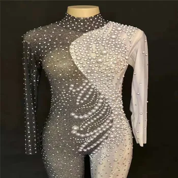 E20 Black white splice bodysuit female pearl jumpsuit dj show catwalk wears rave outfits tight pole dance costumes dress clothes
E20 Black white splice bodysuit female pearl jumpsuit dj show catwalk wears rave outfits tight pole dance costumes dress clothes