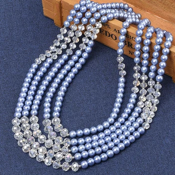 Having 6*8 MM Full and smooth Light blue Beads add 8*10 and 8 mm Cutting Transparent Beads 5 Rows synthesis Pearl Necklace
Having 6*8 MM Full and smooth Light blue Beads add 8*10 and 8 mm Cutting Transparent Beads 5 Rows synthesis Pearl Necklace