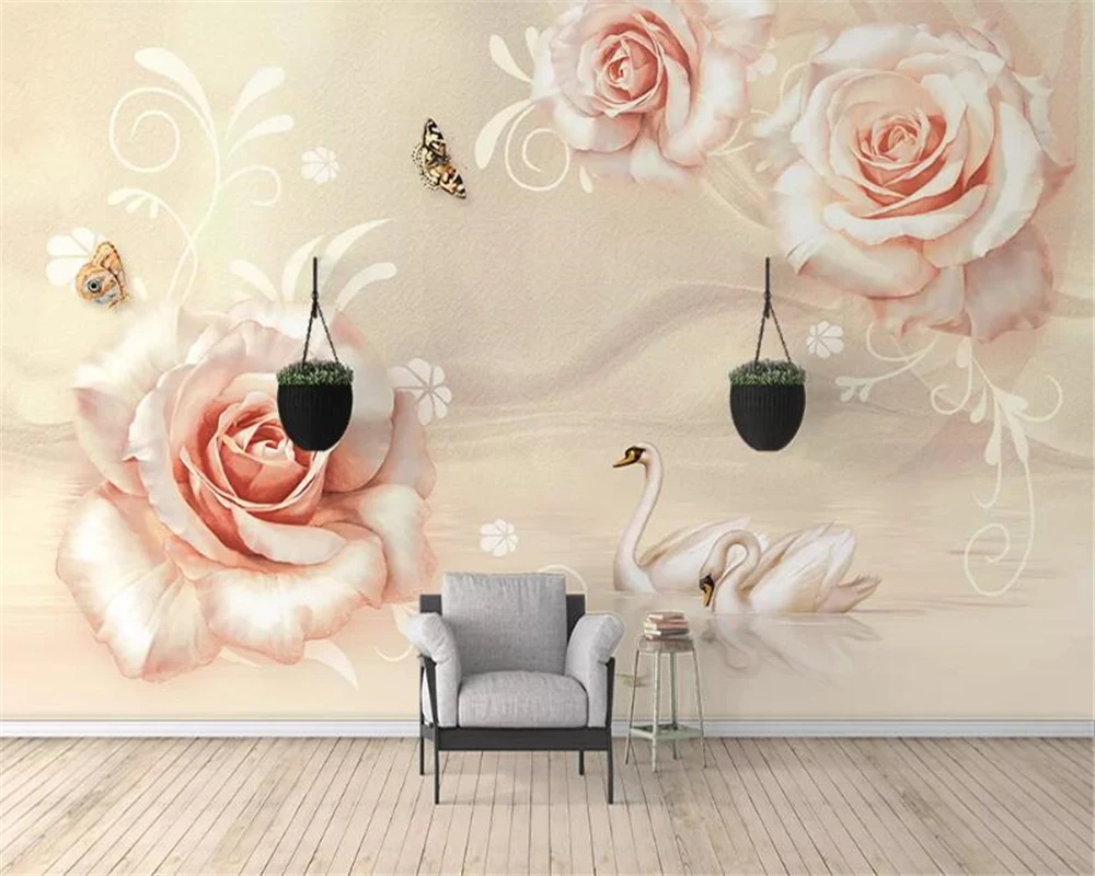 Beibehang Custom wallpaper hand-painted champagne rose butterfly swan oil painting indoor sofa background wall 3d wallpaper
Beibehang Custom wallpaper hand-painted champagne rose butterfly swan oil painting indoor sofa background wall 3d wallpaper