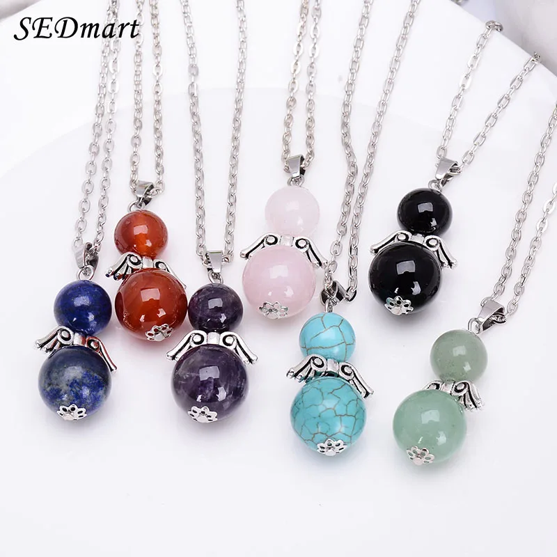 SEDmart Double Natural Stone Beads Angel Wings Doll Pendant Necklace Healing Crystal Women Necklaces
SEDmart Double Natural Stone Beads Angel Wings Doll Pendant Necklace Healing Crystal Women Necklaces