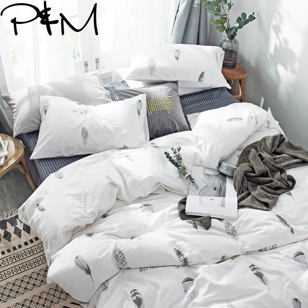 PAPA&MIMA Gray feather print fashion style bedding sets cotton Twin Queen Size duvet cover set bedsheet pillowcases
PAPA&MIMA Gray feather print fashion style bedding sets cotton Twin Queen Size duvet cover set bedsheet pillowcases