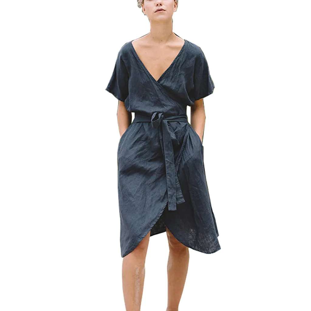Womail Casual Short Sleeve Dress Summer 2019 Fashion Women Cotton-Linen Loose Dress Women Plus Size
Womail Casual Short Sleeve Dress Summer 2019 Fashion Women Cotton-Linen Loose Dress Women Plus Size