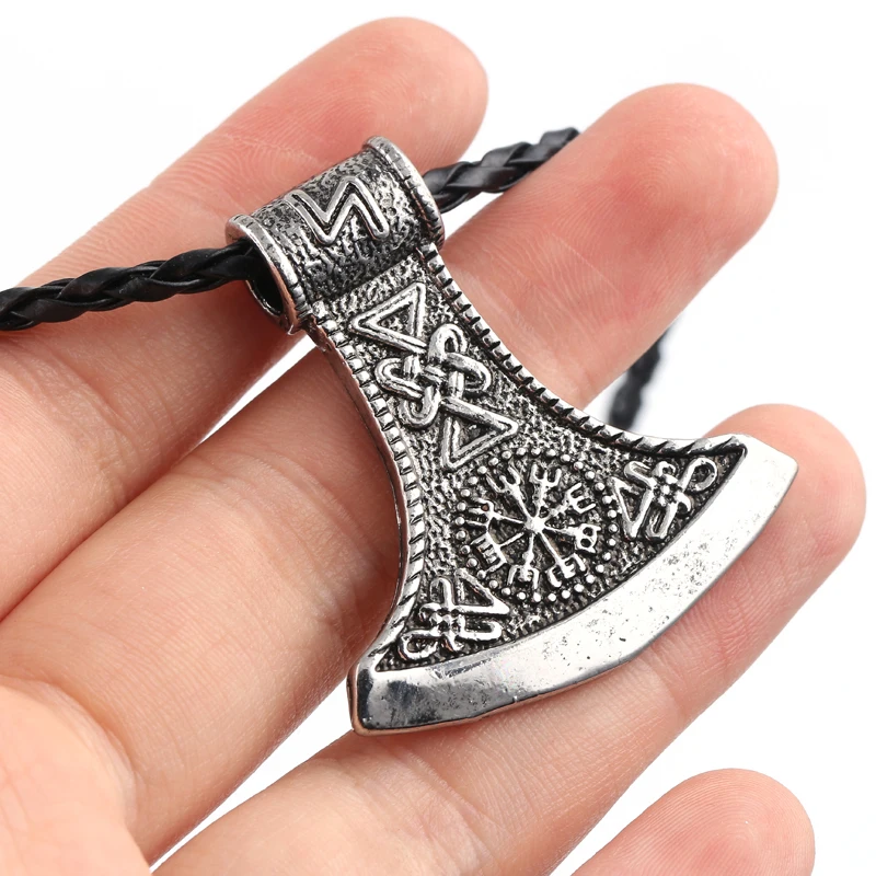 Norse Viking Battle Axe Pendant Necklace Viking Nordic Talisman Pendant with 50cm Leather Cord Men Jewelry
Norse Viking Battle Axe Pendant Necklace Viking Nordic Talisman Pendant with 50cm Leather Cord Men Jewelry