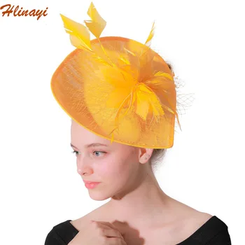 Hlinayi 2019 European and American yellow cambric headdress bridal headdress banquet photo hat feather headdress
Hlinayi 2019 European and American yellow cambric headdress bridal headdress banquet photo hat feather headdress