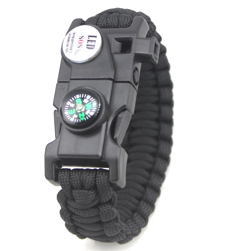 Outdoor Multifunctional Bracelet Men Women Braided Paracord Camping Emergency SOS LED Light Compass Whistle Knife Survival Tool
Outdoor Multifunctional Bracelet Men Women Braided Paracord Camping Emergency SOS LED Light Compass Whistle Knife Survival Tool