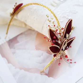 Handmade Bridal Headwear Wedding Accessories Wine Red Velet Leafs Crystal Headband Gold Hair Jewelry Rhinestone Hairbands XL074
Handmade Bridal Headwear Wedding Accessories Wine Red Velet Leafs Crystal Headband Gold Hair Jewelry Rhinestone Hairbands XL074
