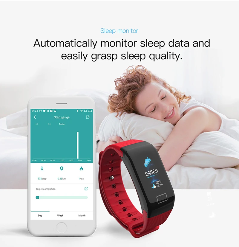 MOCRUX New F1 PLUS Smart Wristbands Fitness Bracelet Blood Pressure Smart Bracelets Heart Rate Monitor Fitness Bracelet Band Waterproof (4)